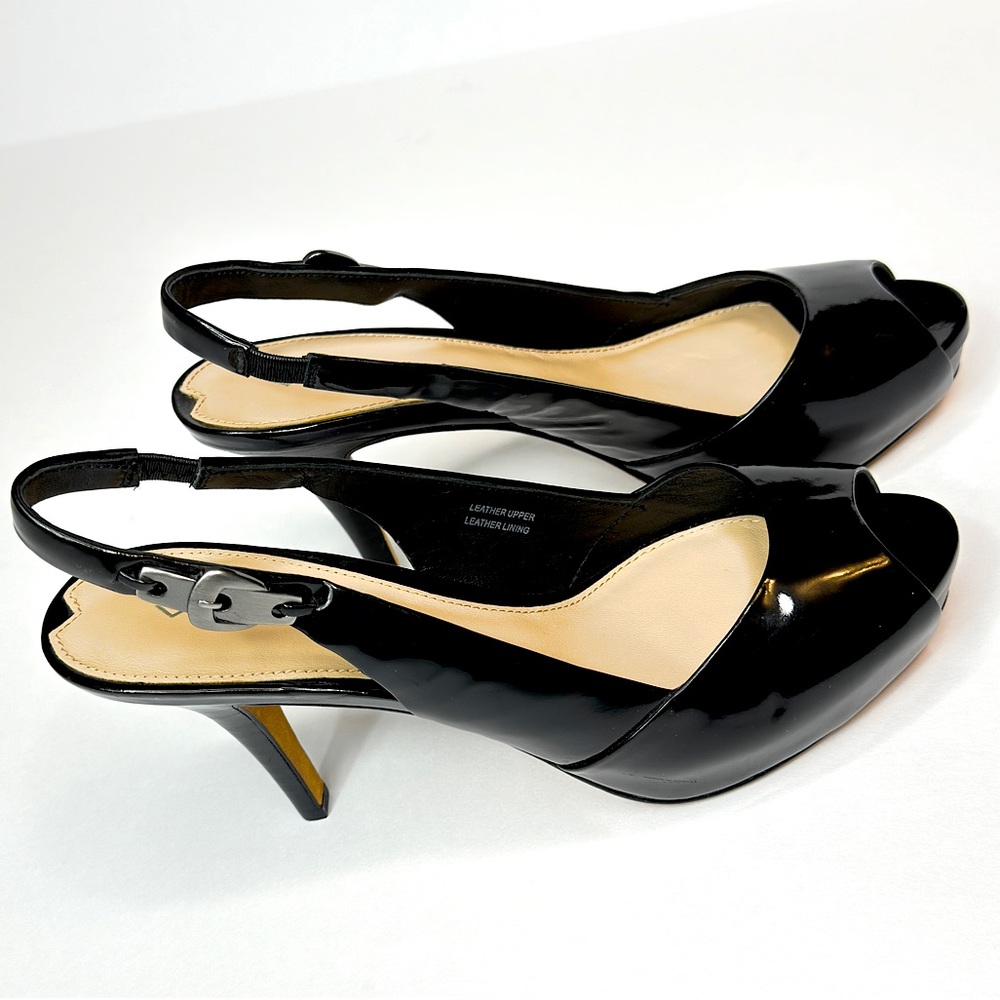VIA SPIGA Italy Women's Peep Toe  Size 6M Slingback High Heel Black - Picture 9 of 14